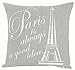 Produktbild AORSTAR Cotton Fantasy Fantasy Throw Pillow Case Cushion Cover Paris Eiffel Tower Gray Color,Eco-Friendly Soft Manual Custom