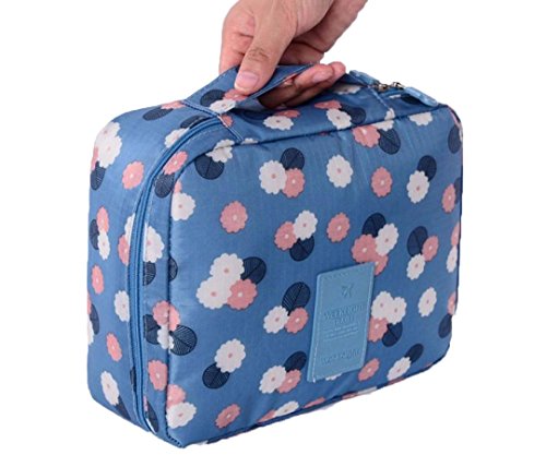 Oyedens Waterproof Travel Make-up Pouch Toiletry Wash Organizer (Blue )