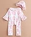 WANGSAURA Baby Girl Bow Flower Print Romper and Cap Set Infant Newborn Jumpsuit Clothing (3m, A)