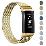GeeRic Fitbit Charge 3 Armband,Milanese Edelstahl Metallarmband mit Einzigartiger Magnetverriegelung Uhrenarmband Verstellbarem Ersatzband Armbänd für Fitbit Charge 3 Fitness Tracker Zubehör