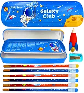 FunBlast Stationary set for kids, Space Theme Stationary Kit for Boys, Sharpener for kids, Pencil set for kids, Eraser set for kids, - Stationary Kit Set for Boys/Birthday Gift, Return gifts for kids (Multicolor)