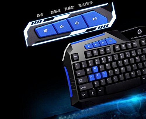 Zolimx 2.4G Wireless Gaming Tastatur und Maus Set nach Multimedia Computer Gamer (Blau) - 3