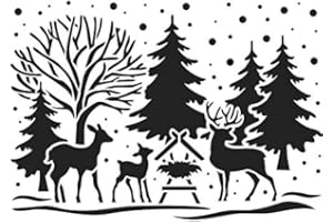 ‎IDEEN MIT HERZ Ideen mit Herz Laser-Kunststoff-Schablone | Fenster-Schablonen | DIN A4 | Weihnachten & Winter | ideal für Wandgestaltung, Textilien, Papier, Fensterbilder selber gestalten (Waldszene)