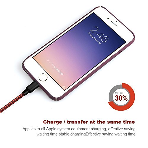 WZS C  ble iPhone  Pack DE 4  1M 2M 2M 3M C  ble Lightning vers USB de Nylon Tress   Connecteur en Aluminium Chargeur iPhone pour iPhone 8 8 Plus 7 7 Plus 6S-Noir Rouge