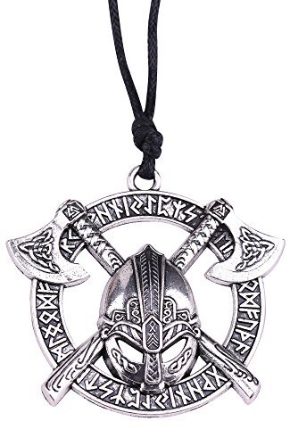 My Shape Doppia Ascia vichinga Ciondolo Collana Nordic amuleto Collana Regolabile e Lega, Colore: Antique Silver