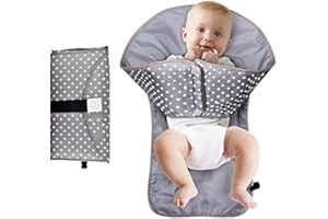 AOOPOO Nappy Changing Mat, Foldable Diaper Pad, 3 in 1 Folding Waterproof Baby Changing Pad Mat Cover Clean Hands Portable Travel Clutch Diaper Changing Station(Grey Dots)