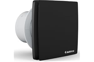 Cazooo 4 Inch 100mm Black Bathroom Extractor Fan, 12W Square Silent Bathroom Fan, Airflow 95m³/h, Wall/Window/Ceiling Mounted Extractor Fan for Shower Toilet Kitchen, 34 dB, IPX4 Waterproof (No Timer)