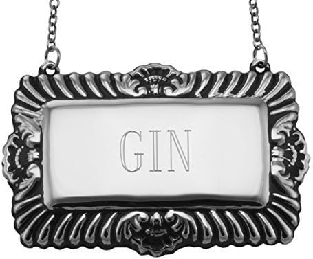 Gin Liquor Decanter Label / Tag - Sterling Silver by Silver Mine Gifts
