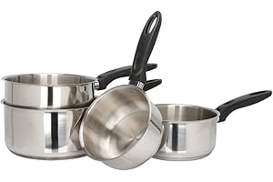 Sitram Série de 4 casseroles 14/16/18/20 cm - acier inoxydable - poignée thermorésistante - tous feux dont induction - 710482, Argent
