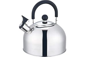 DWD ® Whistling Stainless Steel 2.5 Litre Travelling Kettle I Folding Handle I Flip & Pour Spout Cap I Camping Fishing Caravan Holiday Home I Retro Classic Lightweight