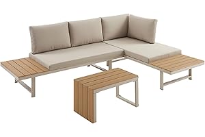 Riess Ambiente Wetterfestes Gartenmöbel Set Ibiza MODULAR Lounge - 250cm - Champagner Greige - Aluminium