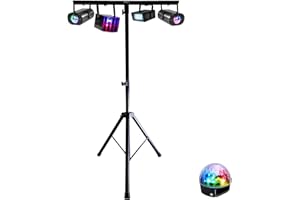Mooving Light & Sound - Pack Lumière ML-SUPPORT-DJLIGHT 1,60m réglable - 5 Jeux de Lumière Astro Strobe Derby LED