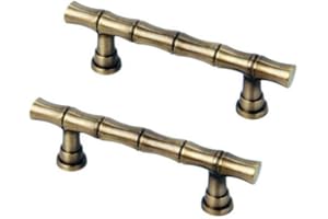 FBSHOP(TM)2 stück Vintage Style Bambus Antik Messing Schublade Griffe Knöpfe Kommode Schrank Kleiderschrank Türgriffe Türknauf Knöpfe