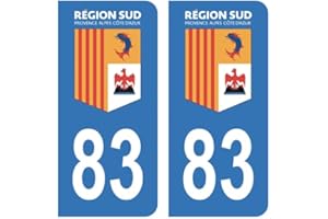 HADEXIA Autocollant Stickers Plaque immatriculation Voiture Auto département 83 Var Logo Région SUD
