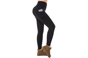 ineepor Thermo Leggings Damen Outdoor mit Fleece Gefütterte Leggins Taschen Hohe Taille Winter wasserdichte Yoga Fitness Training Sport Leggings