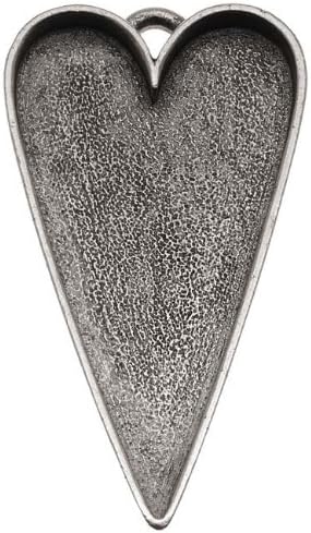 Nunn Design Antiqued Silver Plated Pewter Bezel Large Heart Pendant 2 1/8 Inch