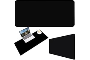 ‎RETOO Retoo Podkładka na biurko, czarna, 90 x 45 cm, podkładka pod mysz XXL, do biura i domu, szyte krawędzie, ochrona biurka, wodoszczelna, do domowego biura