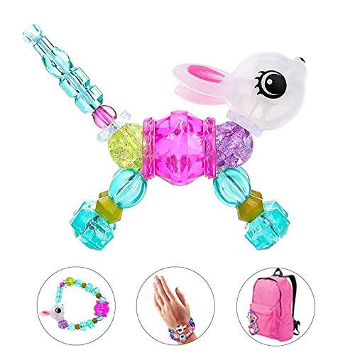 Preisvergleich Produktbild Womdee magische Haustier-Armbänder, buntes Schmuck-ähnliches Perlenarmband für Mädchen, verwandelt Sich magisch von Armband zu Haustier Kinderspielzeug Taschen-Anhänger Twist in EIN Haustier hase