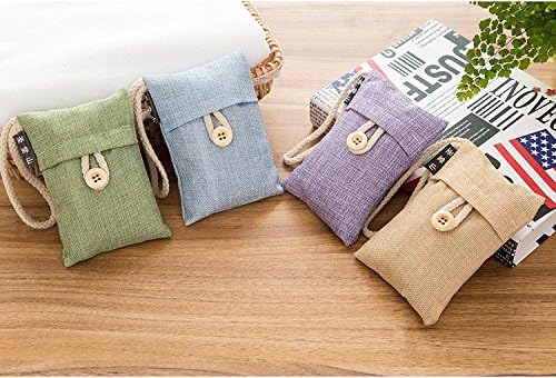 DINHAND 100% Natural Auto Air Purifying Bamboo Charcoal Bag/ Air Freshener for Fridge, Freezers, Closet, Car &amp; Shoes(4packs*100g)