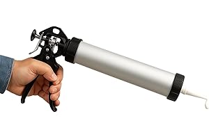 TECHZOCO Pistola para cartuchos de silicona, pistola de cartuchos, Pistola de calefateo, Aplicador de silicona, Apta para rejuntar y sellado de clafateo, incluye émbolo y boquilla desde 280 ml