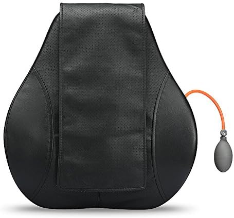 MBDKZC@ Waist massage device Lumbar disc therapy pad Backache spinal traction orthotic Multi-functional household cushions Airbag pressurization Wormwood hot compress Arc design Braided leather black