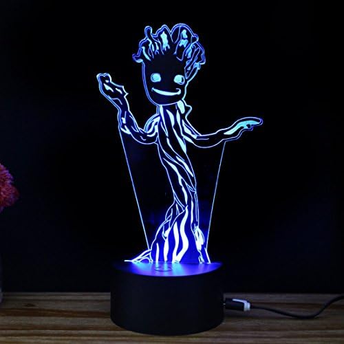 Sweetcreature Guardians of the Galaxy Lamp Dancing Groot groot 3d light USB Powered 7 Colors Amazing Optical Illusion 3D Glow LED Lamp Christmas Tree Home Decor for Kids