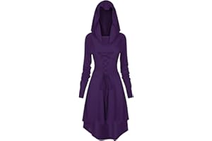 TSIRNK Gothic Kleid Damen,Mittelalter Kleidung Damen,Halloween Kostüm,Renaissance Mit Kapuze Kleid für Halloween Karneval