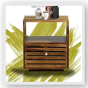 Decorando Solid Sheesham Wood Bedside Table | Bedside Table with 1 Drawer | EndTable with Storage |Multi-Purpose Tables | Finish Color - Walnut Brown