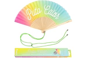 Fisura - Origineller Handfächer mit Botschaft. Moderner und lustiger Holzfächer. Roter Fächer. Fächer mit Fächerhalter. Maße: 42,5 x 23 cm. Materialien: Holz und Textil.