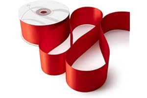 BARATTI Nastro Doppio Raso 40mm X 25 Metri per Artigianato, Natale, Decorazioni, Adatto Per confezionare Regali, Feste di Compleanno, Matrimoni, Bomboniere (Rosso)
