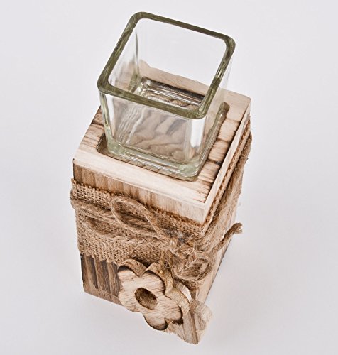 Steele Blume Teelicht Deko Objekt Holz braun natur (18x7x7cm) - 2
