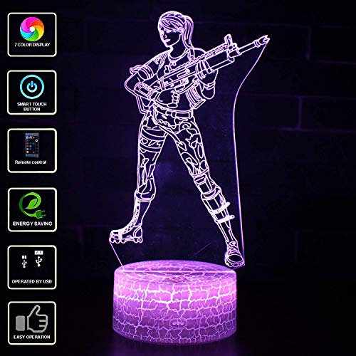 Regalos Lámpara de ilusión visual 3D Lámpara de mesa de escritorio LED Lámpara de color 7 Pantalla táctil Dormitorio Decoración de oficina para niños Cumpleaños Regalo de Navidad (Model 3)