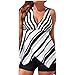 Produktbild Bikini Damen,Binggong Frauen Tankini Sets mit Jungen Shorts Damen Badeanzüge Zweiteilige Badeanzüge Diagonal Streifen sling Bademode Dreieck Neckholder Bikini Übergroße Bademode (Weiß, XXXL)