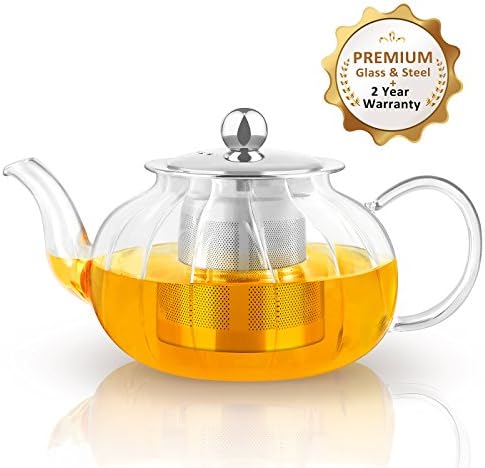 AckMond 600 ml Clear Glass Teapot New with Heat Resistant Stainless Steel Infuser