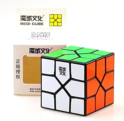 HappyToy MoYu Redi Cube Irregular Magic Cube Creative Rotation Smooth Speed Puzzle Cube Brain Teasers Educational Toy + One Cube Stand (Black)