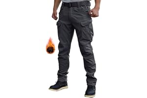 WINKEEY Pantalon de Travail Homme Pantalon Tactique Doublé en Polaire Softshell Imperméable Coupe-Vent