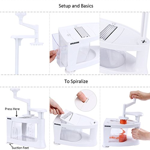 Spiraler Hobel, NexGadget Spiral-Ultra-4-Blatt Spiralizer, 8 in 1 Multi Spiraler Hobel, Schwere Gemüsenudelnmaschine und Mandolinist Hobel für Menschen mit gesunder Lebensmittel - 3