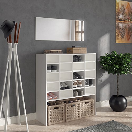 Schuhschrank HERMIA – für bis zu 20 Paar Schuhe und 4 Stiefel Schrank Schuhregal Schuhständer Schuhe Stiefelfach Schuhablage Standregal Weiß XXL - 3