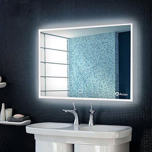Anten LED Bathroom Illuminated Mirrors 1000 x 600 mm Makeup Vanity Mirror with Lights 25W 6000K Cool White, Wall Mounted Light Up Mirror for Bathroom Bedroom Toilet