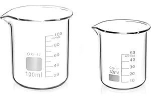 MOYWYCNO 2 Pcs Graduated Borosilicate Glass Beaker 50ml 100ml Glass Measuring Beaker Set for Science Lab Kitchen