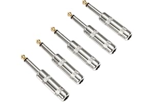 HSP-HSWITI Audio 1/4" TS Plug, 6.35mm Heavy Duty TS Mono Male Solder Jack Connector for Speaker/Guitar/Microphone Cables -5 PACK(NEED TO SOLDER)