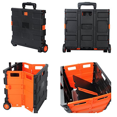 WOLTU EW4801or Einkaufswagen klappbar Einkaufstrolley Shopping Trolley Faltbox Transportwagen Klappbox bis 35kg Schwarz-Orange - 8