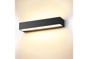 CWYCFW 36W Applique da Parete Interno 30Cm Nero Applique Esterno 3000K Bianco Caldo Lampade da Parete IP54