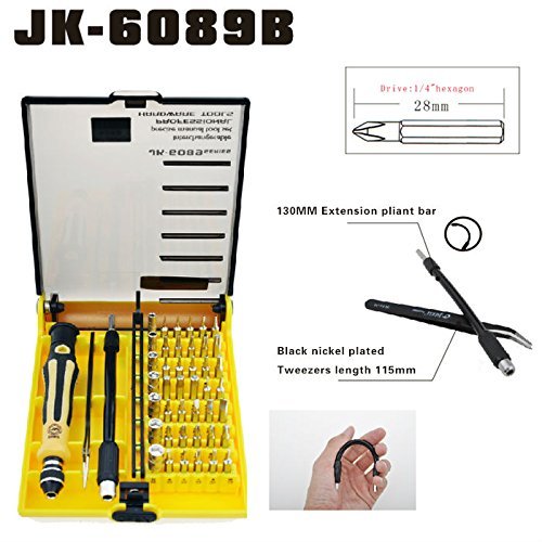 45 in 1 Repair Tools Kit Screwdriver Set Kit With Tweezers and Extension Shaft For Computer Cell Phone Clock Watch Electronics-Repair Tool Set (JK6089B)