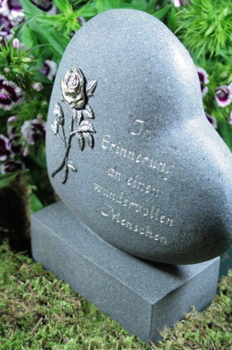 Grabherz mit Rose und Aufschrift, anthrazit - 3