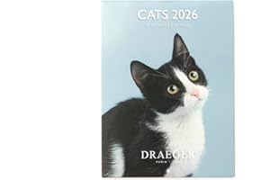 DRAEGER PARIS 1886 - Petit Calendrier mural 13x18 cm 2026 - Thème Chats - 12 mois - Papier FSC - Illustrations détachables