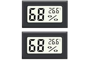 JEDEW 2-Pack Hygrometer Gauge Thermometer Indoor/Outdoor, Mini Digital Temperature Humidity Meter Tester for Humidifiers Greenhouse Reptile Plant Humidors (℃) (Rectangle-2)
