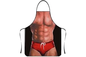 Anzhee Sexy Men Apron Creative Cooking Apron Kitchen Apron Barbecue Apron Funny Motif Apron Bib Apron for Men Women Party Costume Funny Apron for Friend Women Men Novelty Funny Apron Gift