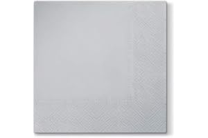 SCREWS CITY Silver Paper Napkins Quality Decorative Serviettes 3ply 33cm x 33cm (Pack of 20)