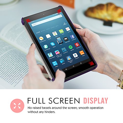 MoKo Hülle für Fire HD 2016 8 Zoll – Ultra Slim Lightweight Schutzhülle Smart Cover mit Auto Schlaf / Wach Funktion und Standfunktion für Fire HD Tablet (Vorherige 6. Generation – 2016), Violett - 8